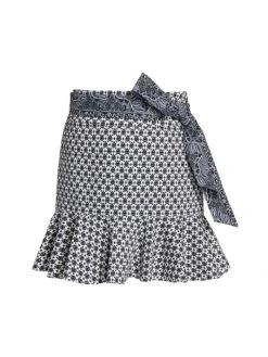 Veronica Beard Chesney Printed Flounce Miniskirt