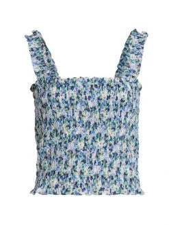 Veronica Beard Averie Smocked Tank Top