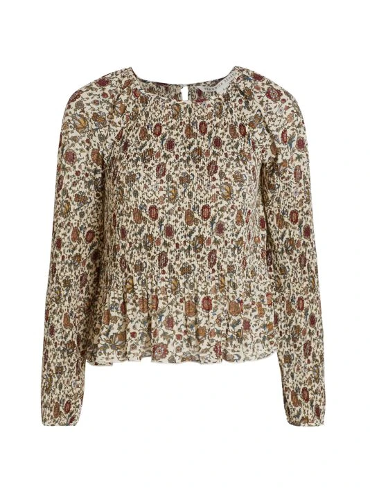 Veronica Beard Lewin Pleated Floral Top 3 Veronica Beard Lewin Pleated Floral Top