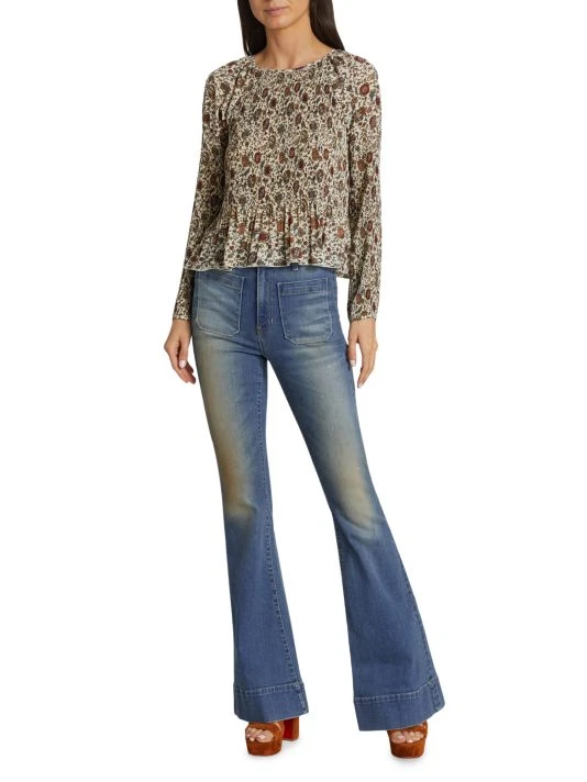 Veronica Beard Lewin Pleated Floral Top 4 Veronica Beard Lewin Pleated Floral Top - Image 2