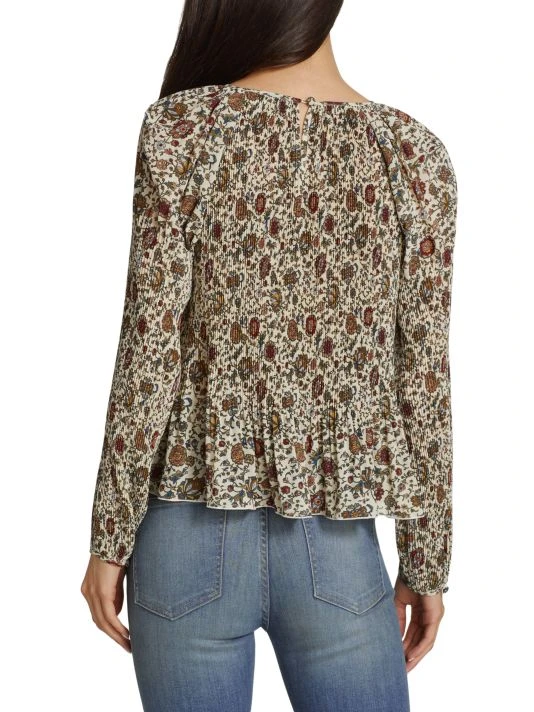 Veronica Beard Lewin Pleated Floral Top 7 Veronica Beard Lewin Pleated Floral Top - Image 5