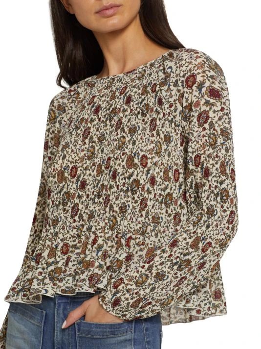 Veronica Beard Lewin Pleated Floral Top 8 Veronica Beard Lewin Pleated Floral Top - Image 6