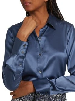 Veronica Beard Morgane Silk Button-Front Shirt -Veronica Beard shop unnamed file 1158