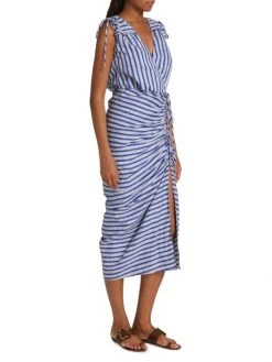 Veronica Beard Teagan Striped Wrap Midi-Dress -Veronica Beard shop unnamed file 1169
