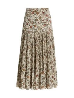 Veronica Beard Levine Pleated Floral Skirt