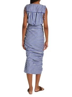 Veronica Beard Teagan Striped Wrap Midi-Dress -Veronica Beard shop unnamed file 1170