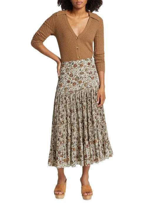 Veronica Beard Levine Pleated Floral Skirt 4 Veronica Beard Levine Pleated Floral Skirt - Image 2