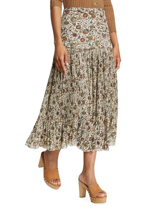 Veronica Beard Levine Pleated Floral Skirt 6 Veronica Beard Levine Pleated Floral Skirt - Image 4