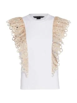 Veronica Beard Jadi Ruffled Cotton Tee