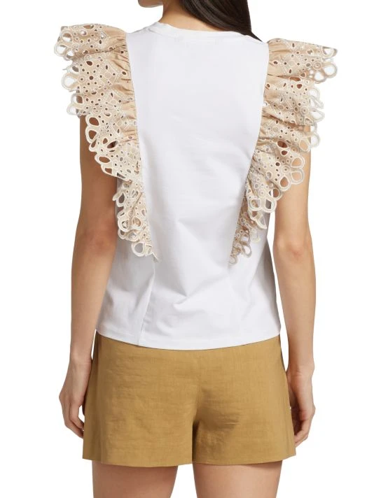 Veronica Beard Jadi Ruffled Cotton Tee 7 Veronica Beard Jadi Ruffled Cotton Tee - Image 5