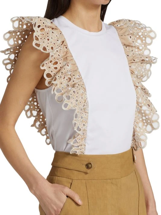 Veronica Beard Jadi Ruffled Cotton Tee 8 Veronica Beard Jadi Ruffled Cotton Tee - Image 6