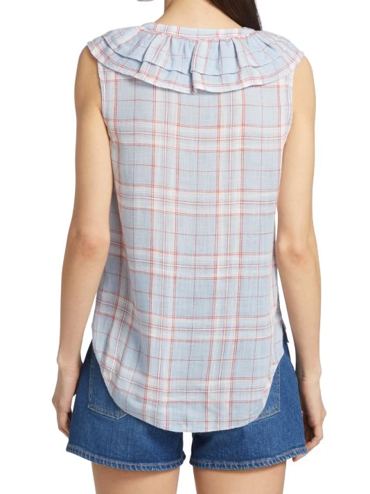 Veronica Beard Leina Ruffled Checkered Button-Front Shirt 7 Veronica Beard Leina Ruffled Checkered Button-Front Shirt - Image 5