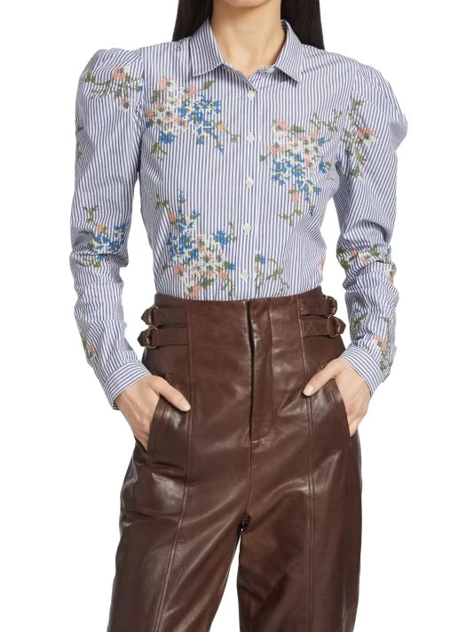 Veronica Beard Signy Embroidered Striped Cotton Shirt 5 Veronica Beard Signy Embroidered Striped Cotton Shirt - Image 3