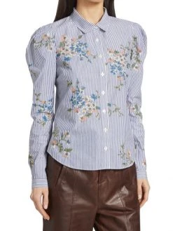 Veronica Beard Signy Embroidered Striped Cotton Shirt 12 Veronica Beard Signy Embroidered Striped Cotton Shirt -Veronica Beard shop unnamed file 1279
