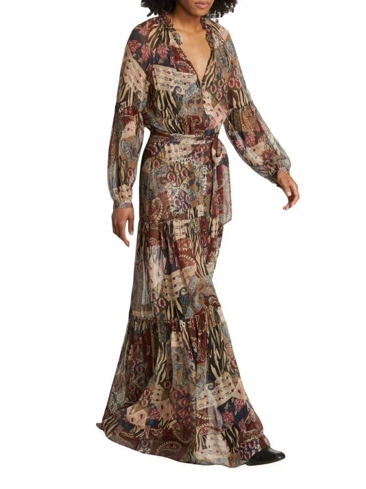 Veronica Beard Isra Printed Silk Maxi Dress 6 Veronica Beard Isra Printed Silk Maxi Dress - Image 4