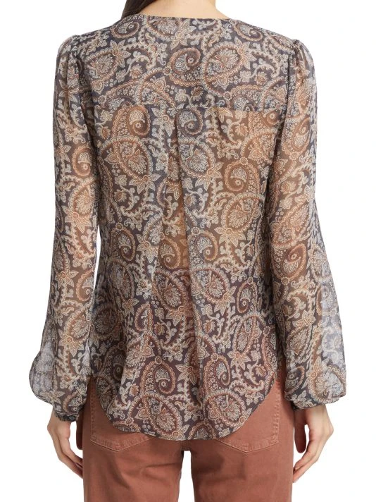 Veronica Beard Lowell Paisley Silk Blouse 7 Veronica Beard Lowell Paisley Silk Blouse - Image 5