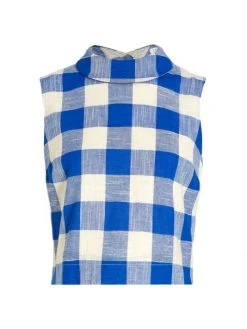 Veronica Beard Sylvana Cropped Sleeveless Plaid Top