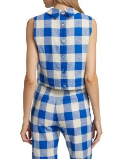 Veronica Beard Sylvana Cropped Sleeveless Plaid Top -Veronica Beard shop unnamed file 1367