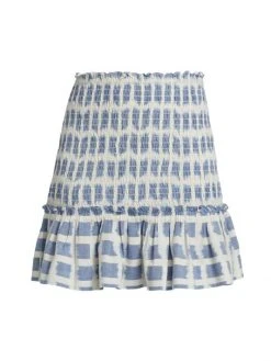 Veronica Beard Aloya Smocked Miniskirt
