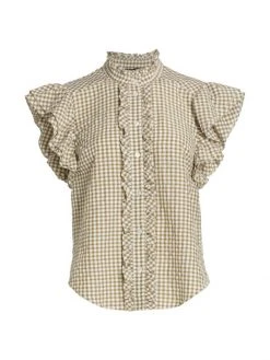 Veronica Beard Tenille Gingham Cotton-Blend Button-Front Shirt