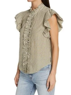 Veronica Beard Tenille Gingham Cotton-Blend Button-Front Shirt -Veronica Beard shop unnamed file 1398