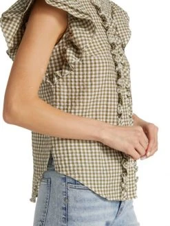 Veronica Beard Tenille Gingham Cotton-Blend Button-Front Shirt -Veronica Beard shop unnamed file 1400