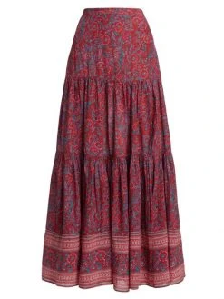 Veronica Beard Serence Floral Tiered Midi-Skirt