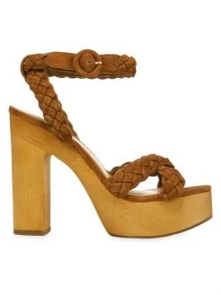 Veronica Beard Gael Suede Braided Ankle-Strap Platform Sandals