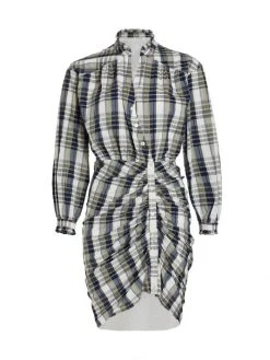 Veronica Beard Vilette Plaid Cotton-Blend Shirtdress