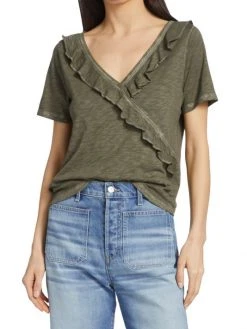 Veronica Beard Dubois Ruffled Cotton Tee -Veronica Beard shop unnamed file 1467