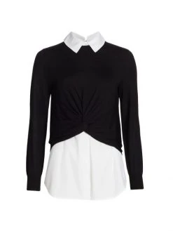 Veronica Beard Phoebe Mixed Media Top