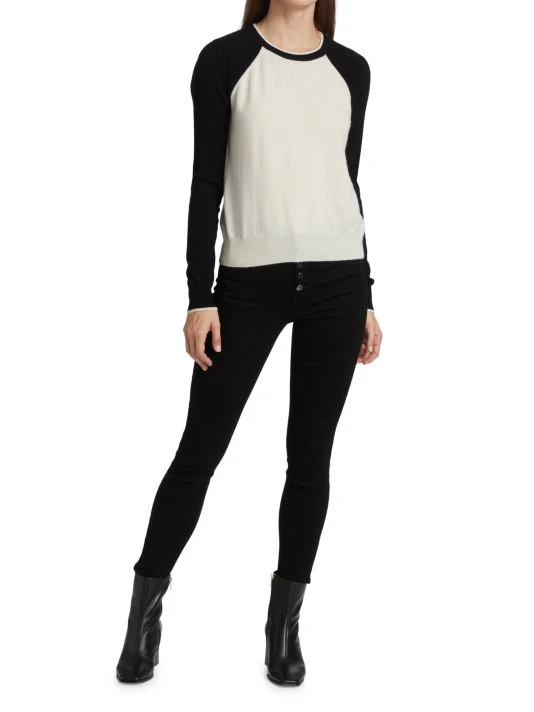 Veronica Beard Abertina Raglan Sweater Black Ivory 4 Veronica Beard Abertina Raglan Sweater Black Ivory - Image 2