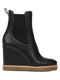 Veronica Beard Aari Leather Wedge Booties