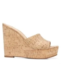 Veronica Beard Dali Cork Platform Wedge Mules