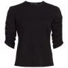 Veronica Beard Waldorf Ruched-Sleeve T-Shirt Black
