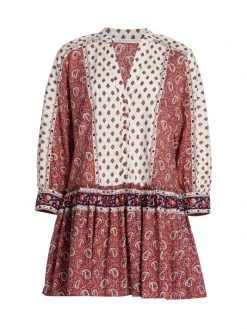 Veronica Beard Jesila Mixed-Paisley Mini Dress
