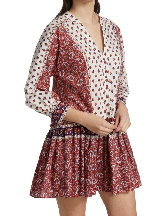 Veronica Beard Jesila Mixed-Paisley Mini Dress 6 Veronica Beard Jesila Mixed-Paisley Mini Dress - Image 4