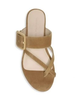 Veronica Beard Salva Raffia Buckle Suede Flat Sandals Caramel -Veronica Beard shop unnamed file 1674