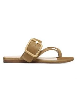 Veronica Beard Salva Raffia Buckle Suede Flat Sandals Caramel -Veronica Beard shop unnamed file 1676