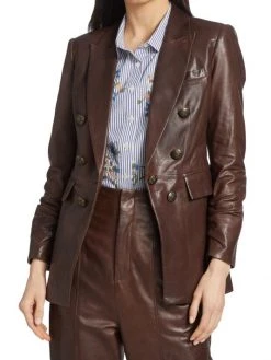 Veronica Beard Oneta Dickey Double-Breasted Leather Blazer -Veronica Beard shop unnamed file 175