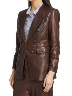 Veronica Beard Oneta Dickey Double-Breasted Leather Blazer -Veronica Beard shop unnamed file 176