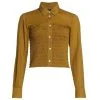 Veronica Beard Emersyn Smocked Cotton Crop Shirt