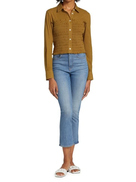 Veronica Beard Emersyn Smocked Cotton Crop Shirt 4 Veronica Beard Emersyn Smocked Cotton Crop Shirt - Image 2