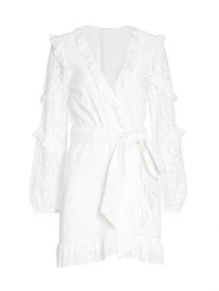 Veronica Beard Julia Eyelet Belted Wrap Dress