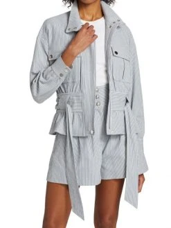 Veronica Beard York Striped Belted Seersucker Jacket -Veronica Beard shop unnamed file 1858