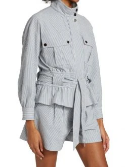 Veronica Beard York Striped Belted Seersucker Jacket -Veronica Beard shop unnamed file 1859