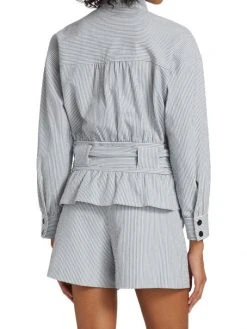 Veronica Beard York Striped Belted Seersucker Jacket -Veronica Beard shop unnamed file 1860