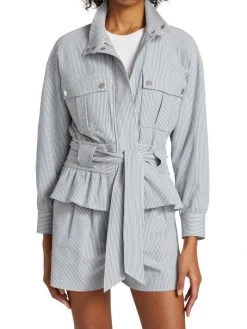 Veronica Beard York Striped Belted Seersucker Jacket -Veronica Beard shop unnamed file 1861