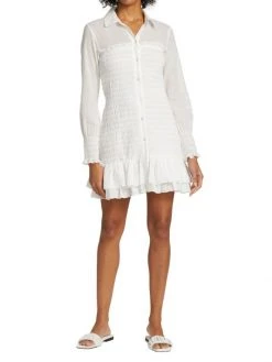 Veronica Beard Kelsey Smocked Cotton Shirt Dress 10 Veronica Beard Kelsey Smocked Cotton Shirt Dress -Veronica Beard shop unnamed file 1889