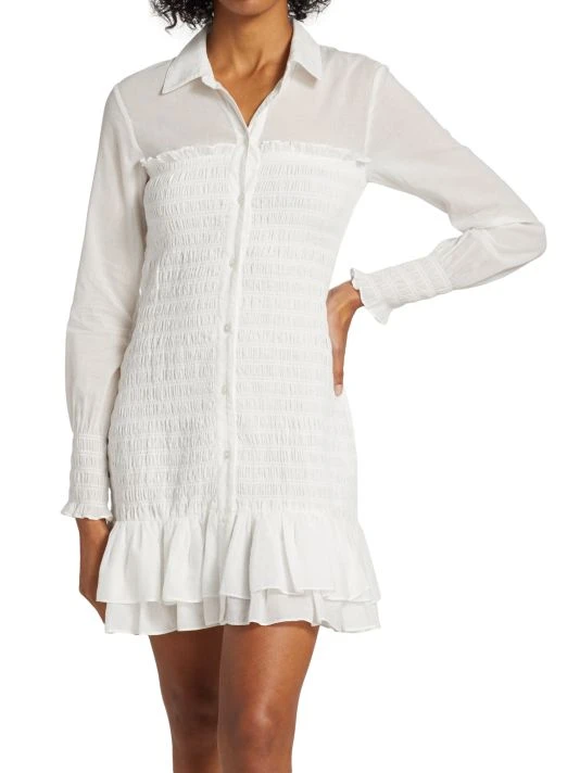 Veronica Beard Kelsey Smocked Cotton Shirt Dress 5 Veronica Beard Kelsey Smocked Cotton Shirt Dress - Image 3